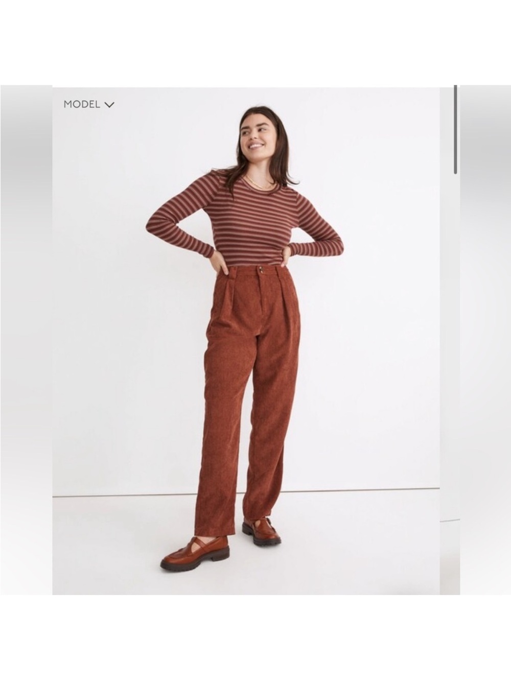 Madewell Rust Corduroy High-Rise Trousers